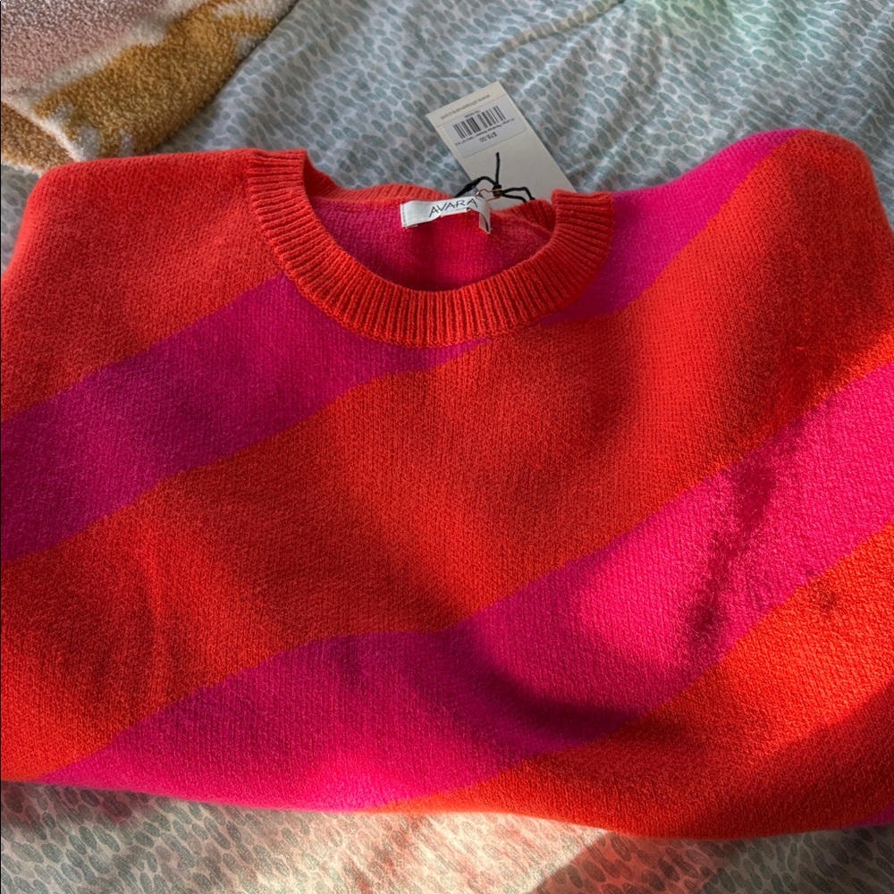 AVARA Women's Red and Pink Striped Penelope Sweater XL NWT - Picture 6 of 9